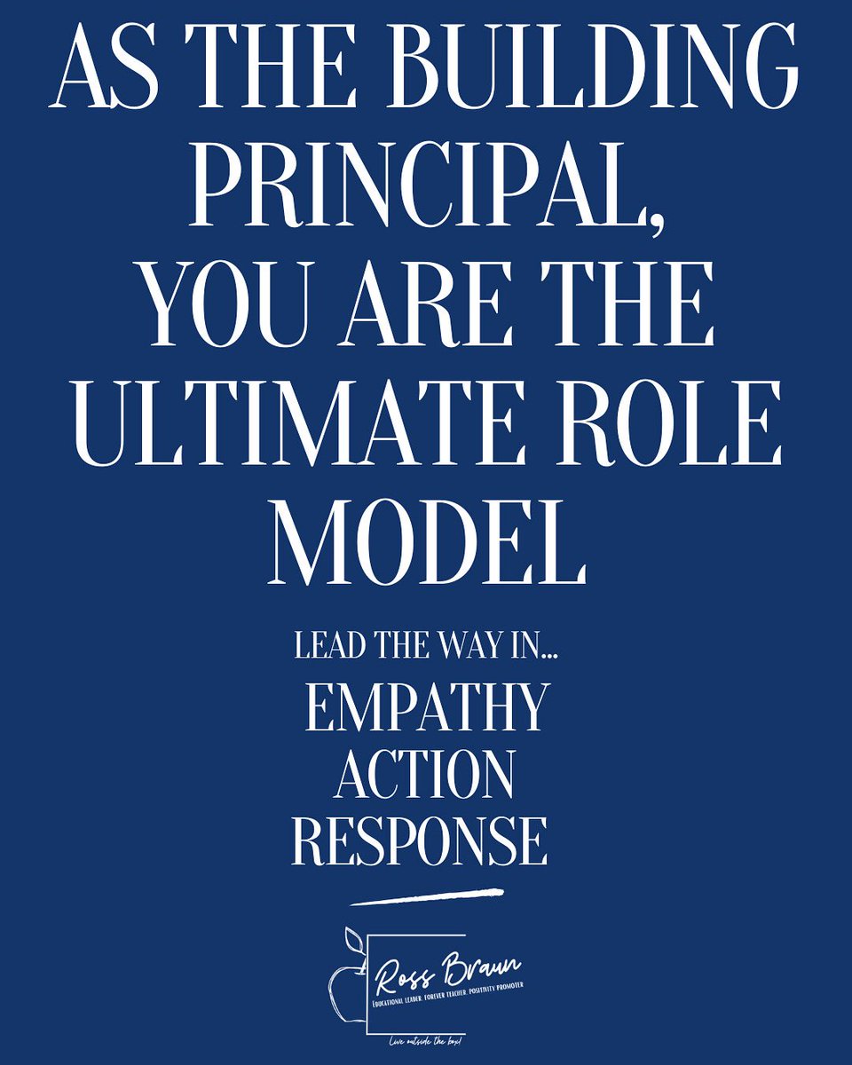 This week’s tip for both new and veteran principals, is all about your actions because you are the ultimate role model!

themrbraun.com/blog/f/the-ult…

You set the standard for your school. Every high-five, conversation, follow through, piece of trash picked up, you name it has a