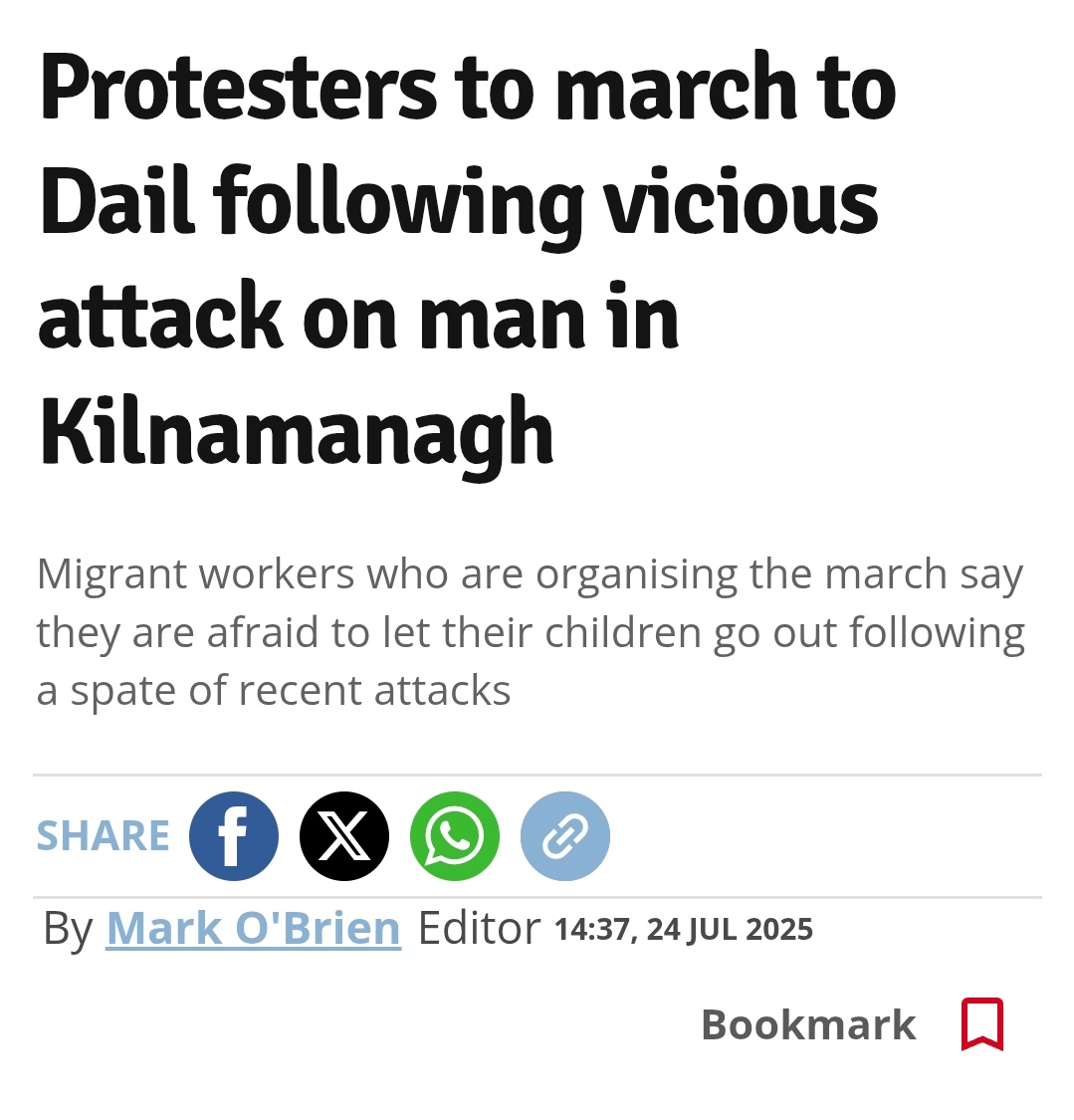 Migrant workers will march to the Dail this weekend to call for an end to racist attacks following a vicious assault of a man in Tallaght.

The shocking attack took place at Parkhill Road in Kilnamanagh at around 6pm on Saturday, July 19. The victim, an Indian man who had
