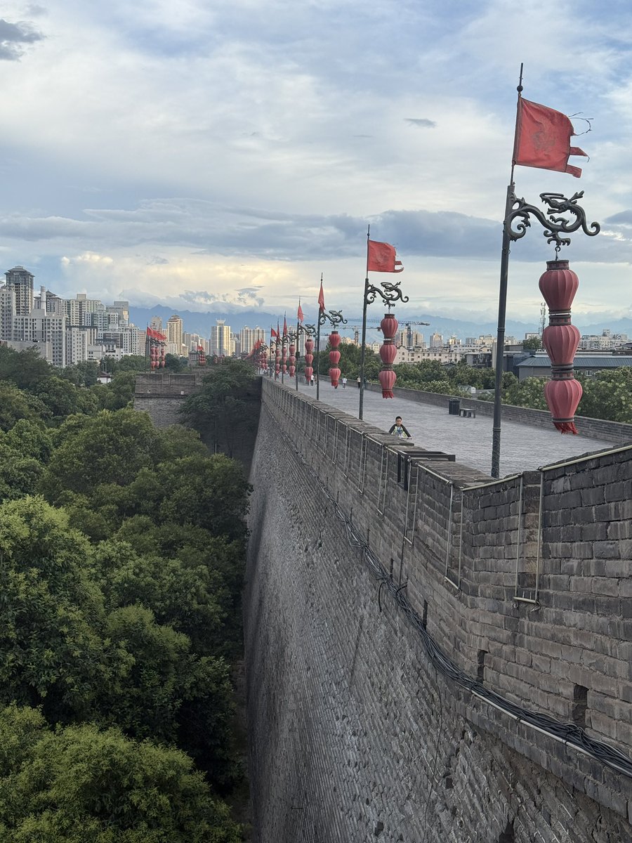 tomrocksmaths's tweet image. Ran the full length of the city walls in Xi’an (for some reason) complete with many excellent gatehouses and temples. You can see the deterioration in my selfies and pace for the last section so we will not be working out my pace. Probably something to do with the 35 degree heat!