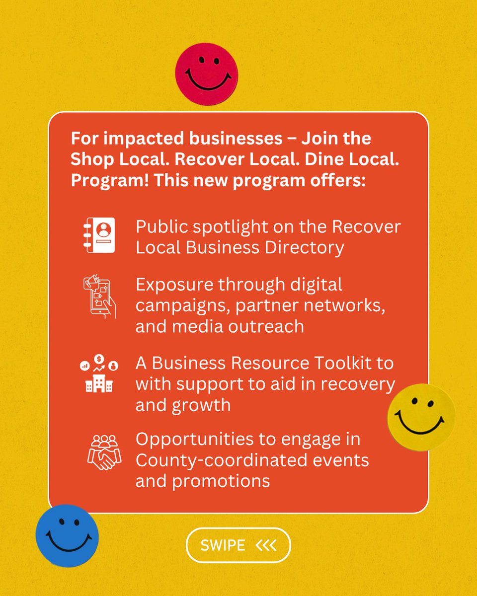 EconOppLA's tweet image. Businesses impacted by the January wildfires can now join Shop Local. Dine Local. Recover Local, a countywide campaign to support economic recovery and boost customer traffic.
🛍 Register your business or take the pledge at shoplocal.la