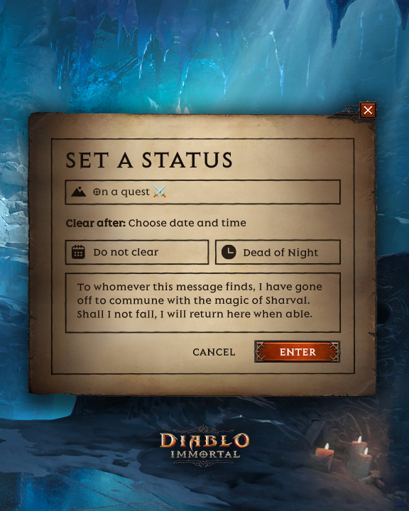 OOO: Grinding Elder Rifts. If you require assistance with PTO or arcane misconduct, please consult the floating skull in the break room.
