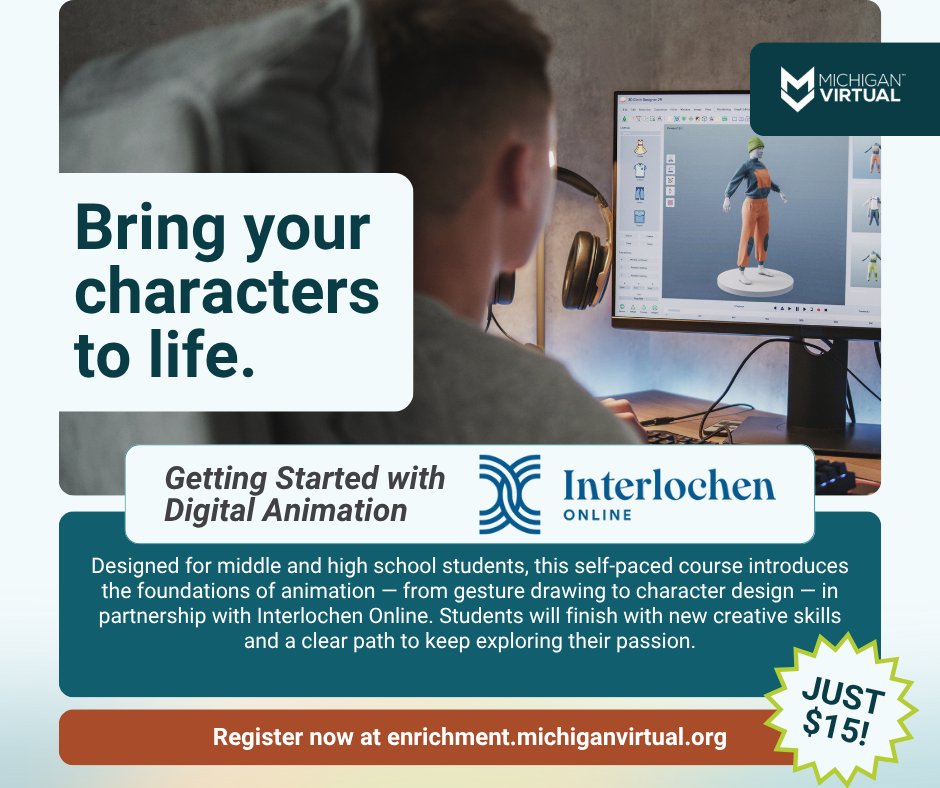 MichiganVirtual's tweet image. They sketch. They doodle. Now they animate.
🎨 A perfect intro to character design and motion.
🔗 hubs.la/Q03vqqzg0