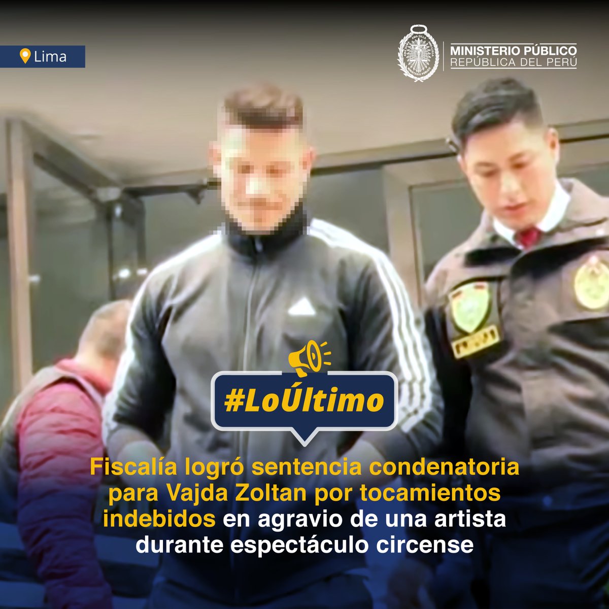 FiscaliaPeru's tweet image. 🚨 #LoÚltimo | Ministerio Público logró sentencia condenatoria por dos años y seis meses de prisión suspendida para Vajda Zoltan, de nacionalidad húngara, por el delito de tocamientos indebidos en agravio de Korina R. A. El caso está a cargo de la Tercera Fiscalía Provincial…