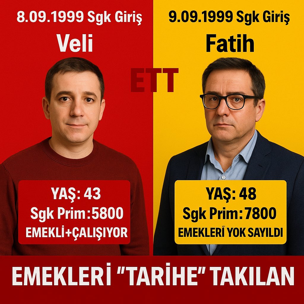 <a href="/adilemeklilik/">Emeklilikte Kademeli Yaş Düzenlemesi</a> <a href="/gullu19800/">(EST)Gülizar Aydın</a> <a href="/RTErdogan/">Recep Tayyip Erdoğan</a> <a href="/dbdevletbahceli/">Devlet Bahçeli</a> <a href="/isikhanvedat/">Prof. Dr. Vedat Işıkhan</a> <a href="/eczozgurozel/">Özgür Özel</a> Sosyal Güvenlik Sisteminde 
Sosyal Adaletin Zerresi Kalmadı
EYT Sonrası Tufan Denilemez
Kademeli Emeklilik Anayasal Haktır 
<a href="/ETTDER1999/">🧭 EMEKLİLİKTE TARİHE TAKILANLAR DERNEĞİ</a> 
#TurkiyeYüzyılındaKademeŞart
