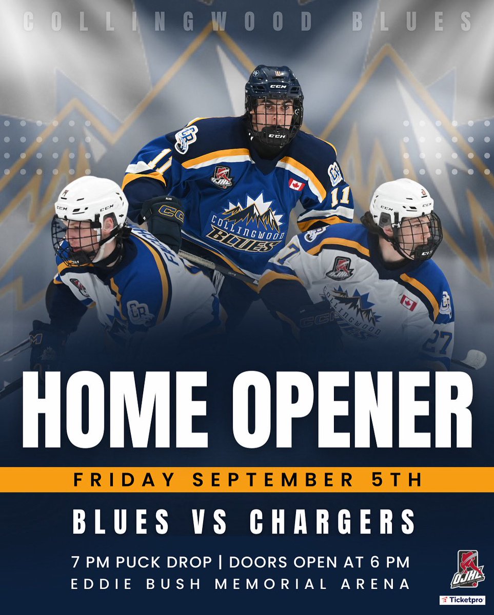 📣 Mark your calendars, Blues fans! We’re BACK at the Eddie! 🏒🔥 Join us Friday, September 5th at 7PM as we drop the puck on a brand new season against the Mississauga Chargers.

Tickets will be on sale via Ticketpro soon. 

📷 OJHL Images