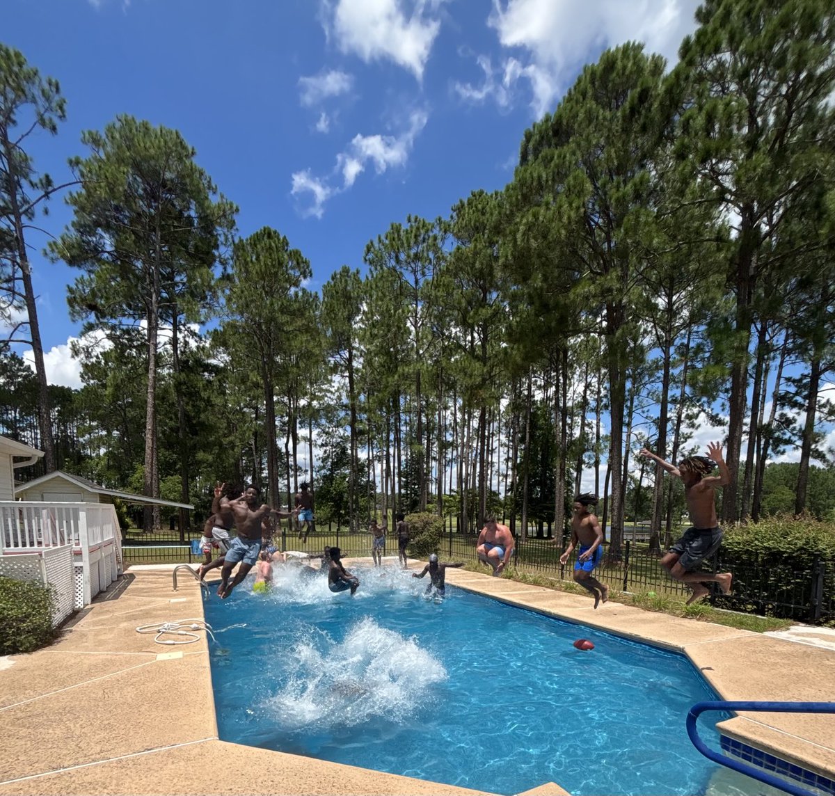 CoachMBurleson's tweet image. Perfect Attendance Party! Water shortage in the Pool!