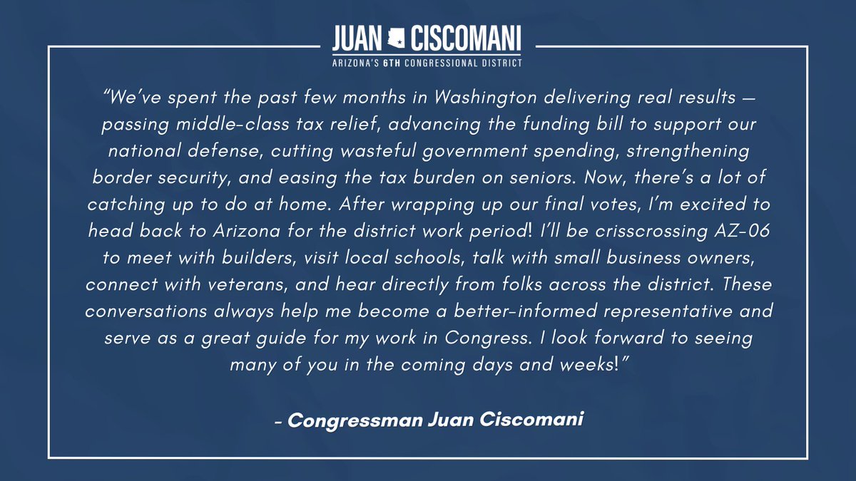 Wrapped up final votes in DC and headed home to Arizona! Look forward to seeing you around AZ06 over the August district work period 🇺🇸🌵