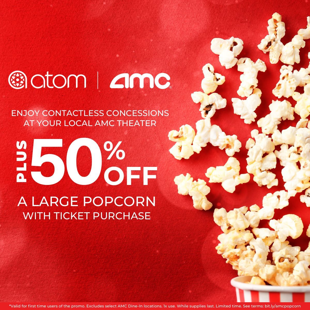 Atom Tickets (@atomtickets) on Twitter photo Save on popcorn when you see #TheFantasticFour: First Steps in theaters this weekend! Skip lines w/ contactless concessions + get 50% off large popcorn at <a href="/AMCTheatres/">AMC Theatres</a>. Add a large 🍿 to your order to get discount. Tix: atm.tk. Terms: atm.tk/promos Save on popcorn when you see #TheFantasticFour: First Steps in theaters this weekend! Skip lines w/ contactless concessions + get 50% off large popcorn at <a href="/AMCTheatres/">AMC Theatres</a>. Add a large 🍿 to your order to get discount. Tix: atm.tk. Terms: atm.tk/promos