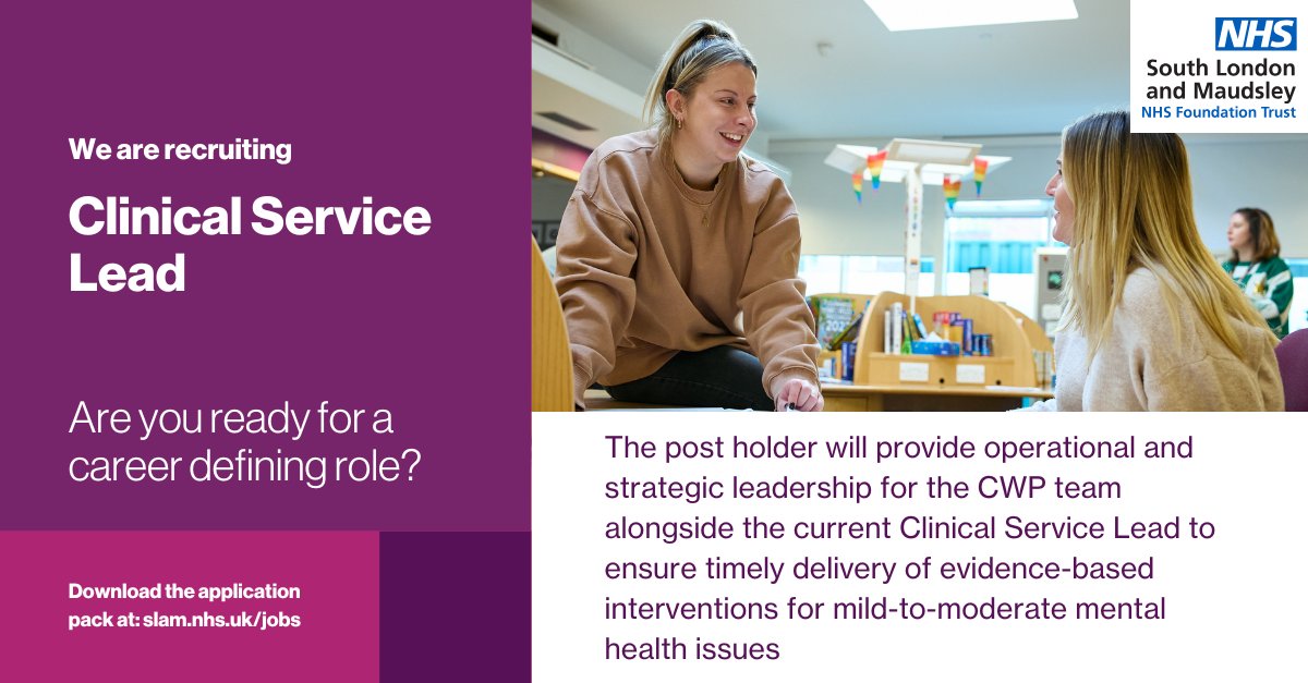 MaudsleyNHS's tweet image. 💜 If you're passionate about person-centred care, explore these rewarding roles and help make a lasting difference in the lives of our service users.
Find out more: ow.ly/Bb0M50WuFkA
#NHSJobs #PersonCentredCare #MentalHealthNursing