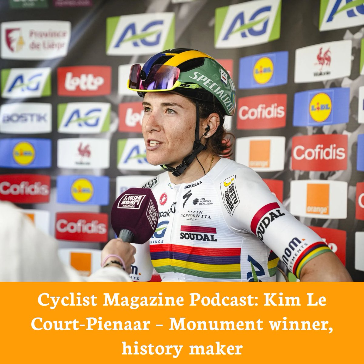 cyclist's tweet image. New podcast episode! 🎧
This week, Mauritian champion @KimLeCourt joins Will and @robyn_emz to discuss her rollercoaster rise, historic success and big dreams.
🔗 Listen here: cyclist.co.uk/news/kim-le-co…