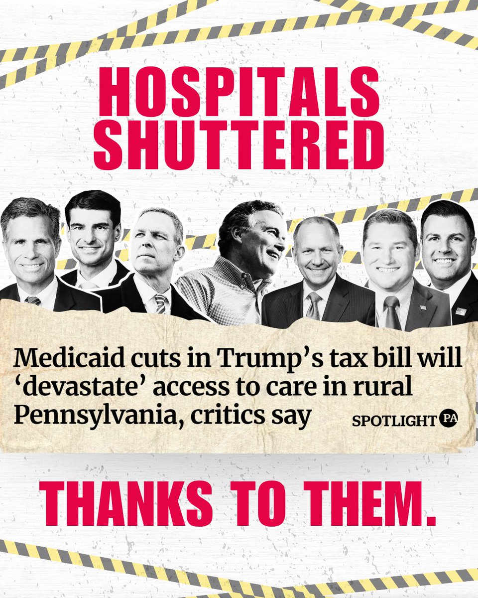 AllAboutPA's tweet image. PA Republicans in Congress voted for a bill that hurts their own constituents the most. Rural hospitals will shut down thanks to them.
Talk about cruel.