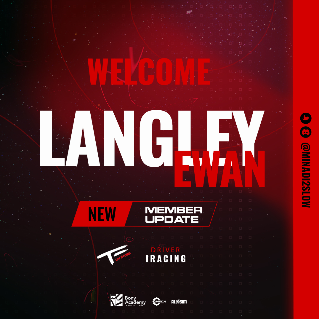 TomasEngeSimRacing (@tomas_enge_sim) on Twitter photo Welcome Ewan! 👋
Another day, another iRacing signing... 😘
We’re happy to add <a href="/minadi2slow/">Ewan Langley</a> to the driver roster 🏎️
Congrats and let’s get to work 🎊
#iRacing Welcome Ewan! 👋
Another day, another iRacing signing... 😘
We’re happy to add <a href="/minadi2slow/">Ewan Langley</a> to the driver roster 🏎️
Congrats and let’s get to work 🎊
#iRacing