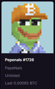 Cosmic (Pepe Wizardđ¸đ§ââď¸) (@pepewizard420) on Twitter photo Too many nice <a href="/PepeNals/">PepeNals | PEPEâ˘OFâ˘BITCOIN đ§</a> near floor rn đ
If you've been waiting to scoop up any rare traits this might be a good opportunity.
Finally got a BTC hat đ§ Too many nice <a href="/PepeNals/">PepeNals | PEPEâ˘OFâ˘BITCOIN đ§</a> near floor rn đ
If you've been waiting to scoop up any rare traits this might be a good opportunity.
Finally got a BTC hat đ§