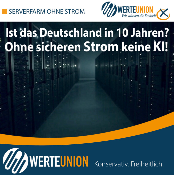 WerteUnion's tweet image. PRESSEMITTEILUNG
Frau Wirtschaftsministerin, machen Sie
Deutschland nicht zum Agrarland!
Kein Leben ohne Wasser! Diese Erkenntnis löst keinen Widerspruch aus. Gilt dies für Lebewesen, so gilt „Kein Leben ohne Strom“ für eine Volkswirtschaft. In Deutschland ist die…