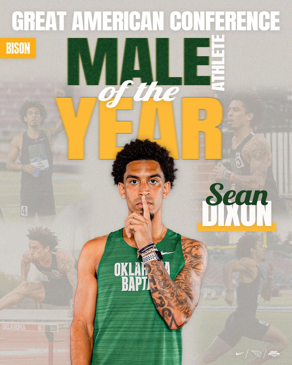 SEAN DIXON IS THE FIRST GAC MALE ATHLETE OF THE YEAR FOR OBU 🏆 

The senior ended the year with a D2 Outdoor National Championship (400 hurdles), 2 First Team All-GAC honors, 1st place in the 400 at the GAC Outdoor Championship, &amp; 2 GAC Track Athlete of the Week awards 🤯
