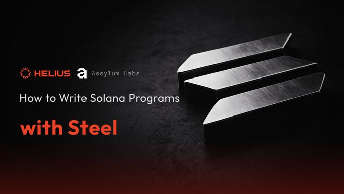 Steel framework for Solana programs featuring three metallic bars