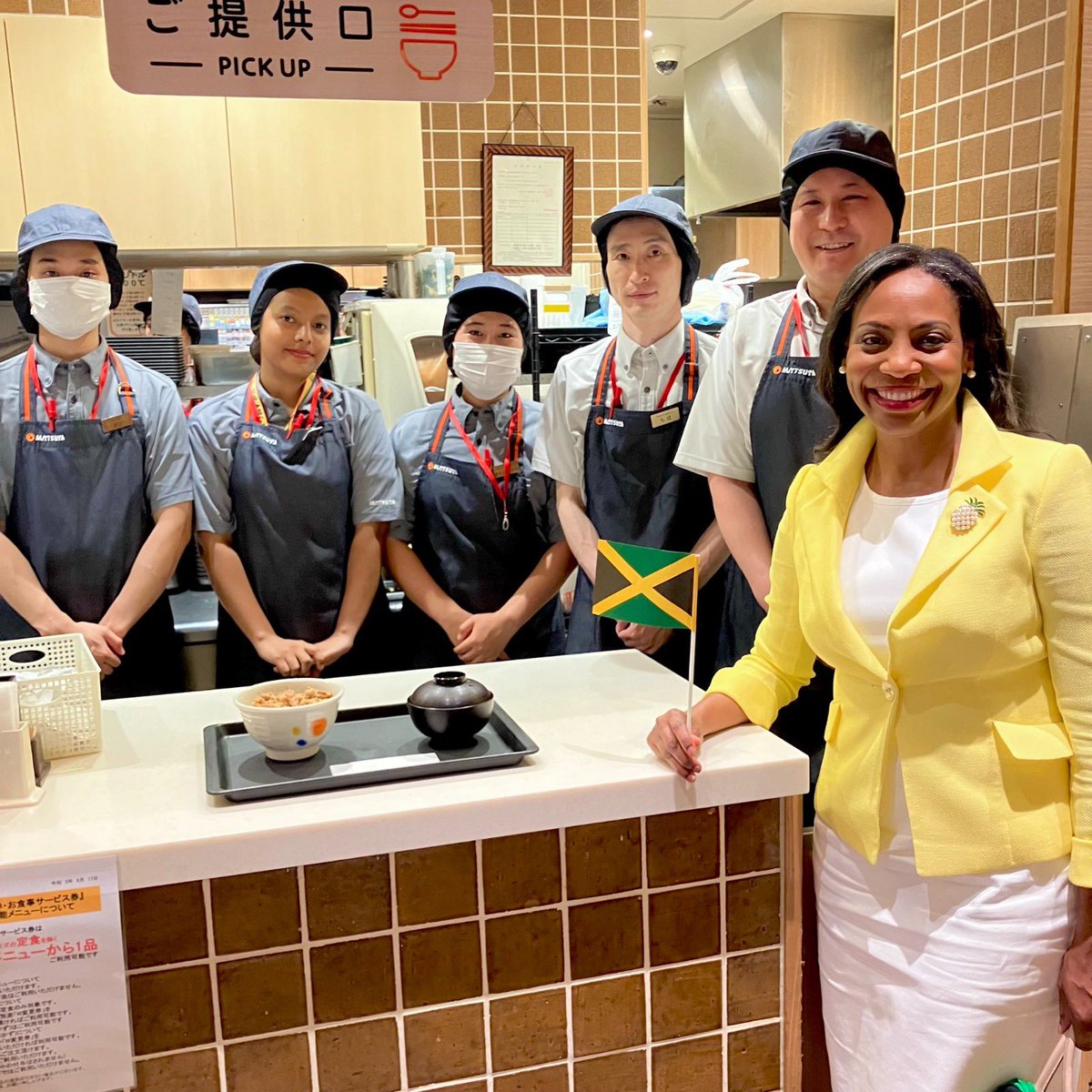 Ministry of Foreign Affairs and Foreign Trade, GOJ (@mfaftja) on Twitter photo Jamaican-style jerk chicken is now being featured on the summer menu of Matsuya, one of Japan’s most popular fast food chains.
To mark the launch, Jamaica’s Ambassador to Japan, Her Excellency <a href="/ShornaKayR/">Shorna-Kay Richards</a>, received a courtesy call from the Matsuya team, who presented a Jamaican-style jerk chicken is now being featured on the summer menu of Matsuya, one of Japan’s most popular fast food chains.
To mark the launch, Jamaica’s Ambassador to Japan, Her Excellency <a href="/ShornaKayR/">Shorna-Kay Richards</a>, received a courtesy call from the Matsuya team, who presented a
