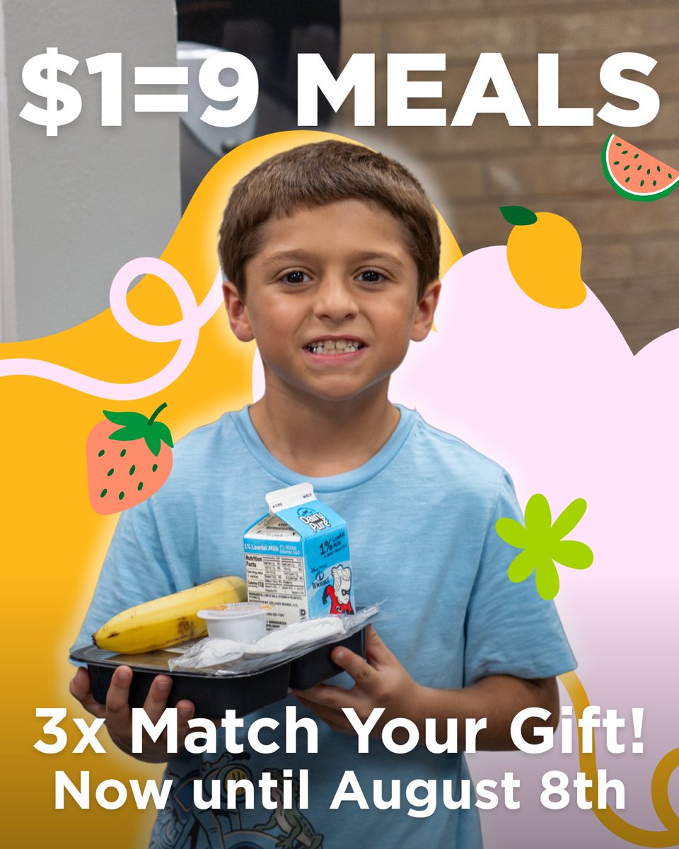 Triple the meals. Triple the impact. 💚

Now through August 8, the Gates Family is joining the Brighter Sky Foundation, and Stumberg Family to triple your impact! Give now while your $1 = 9 meals, and make a difference that lasts all summer: bit.ly/4lgPrpV
#CTFB