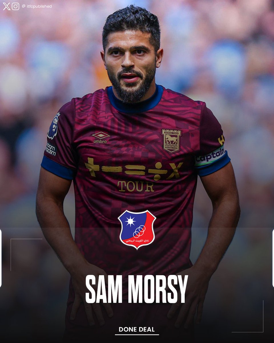 itfcpublished's tweet image. π¨β
ππππ
πππππ: Ipswich Town have confirmed that captain Sam Morsy has left the club to join Kuwait SC on a free transfer after four years at Town. βοΈπ
Best of luck in the future, @sammorsy08 ππ€
#itfc