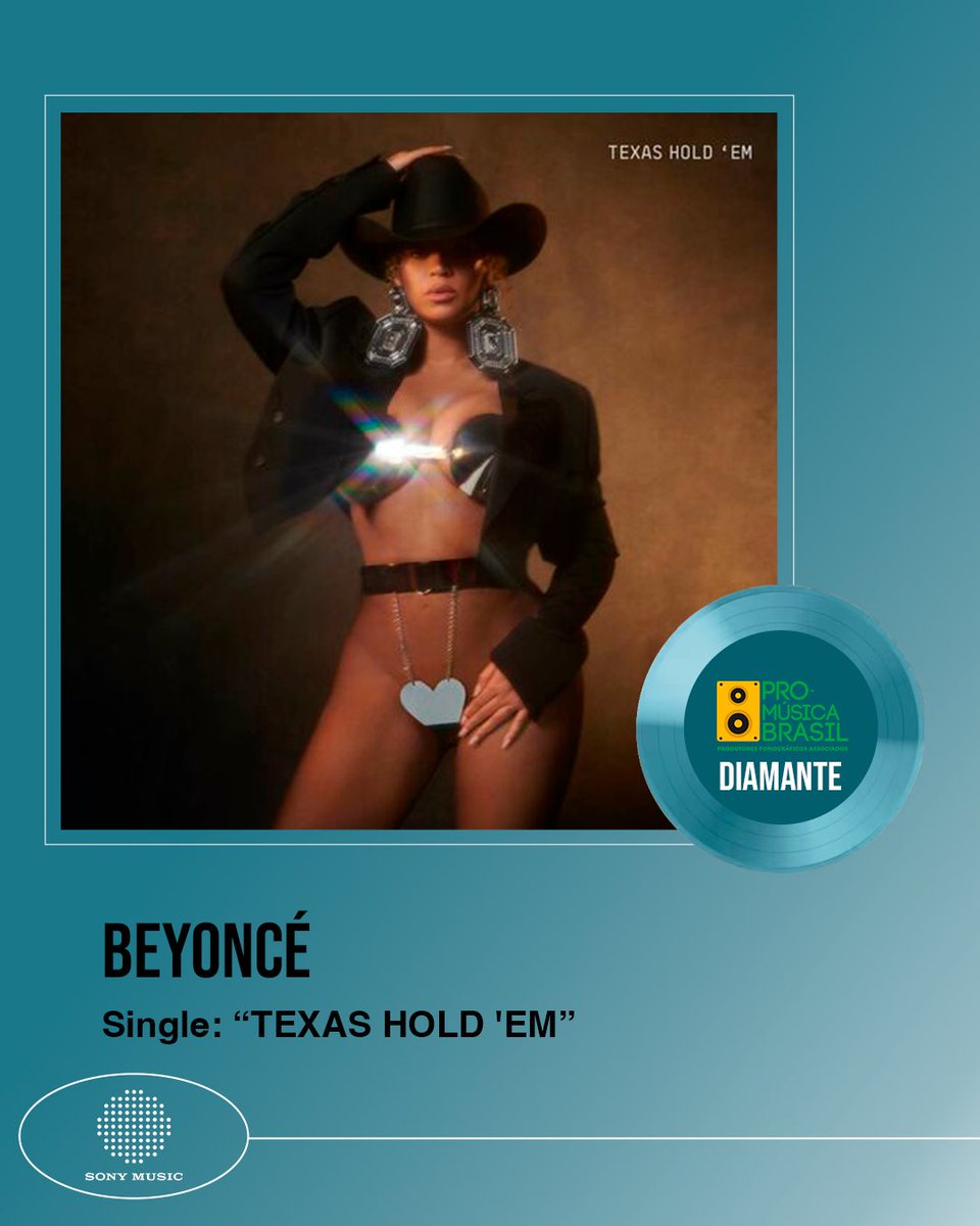 BeyonceHiveNews's tweet image. Beyoncé's "TEXAS HOLD'EM" is now certified diamond in Brazil with over 32 million streams in the country and 160K units sold.