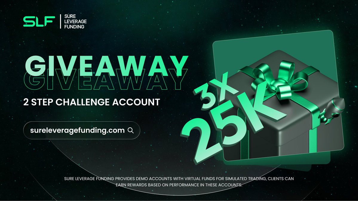 🎉 GIVEAWAY ALERT 🎉

3 X $25,000 Challenge account

How to enter:
🟢 Follow <a href="/SureLeverage/">Sure Leverage</a> &amp; <a href="/PhelmsBuff/">𝘽𝙐𝙁𝙁𝙀𝙍 〽️</a>
🟢 Like, Retweet &amp; Tag 3 Traders
🟢 Like <a href="/SureLeverage/">Sure Leverage</a> and Share Proof: 
thetrustedprop.com/prop-firms/sur…

Changing someone’s life in 72 hours!