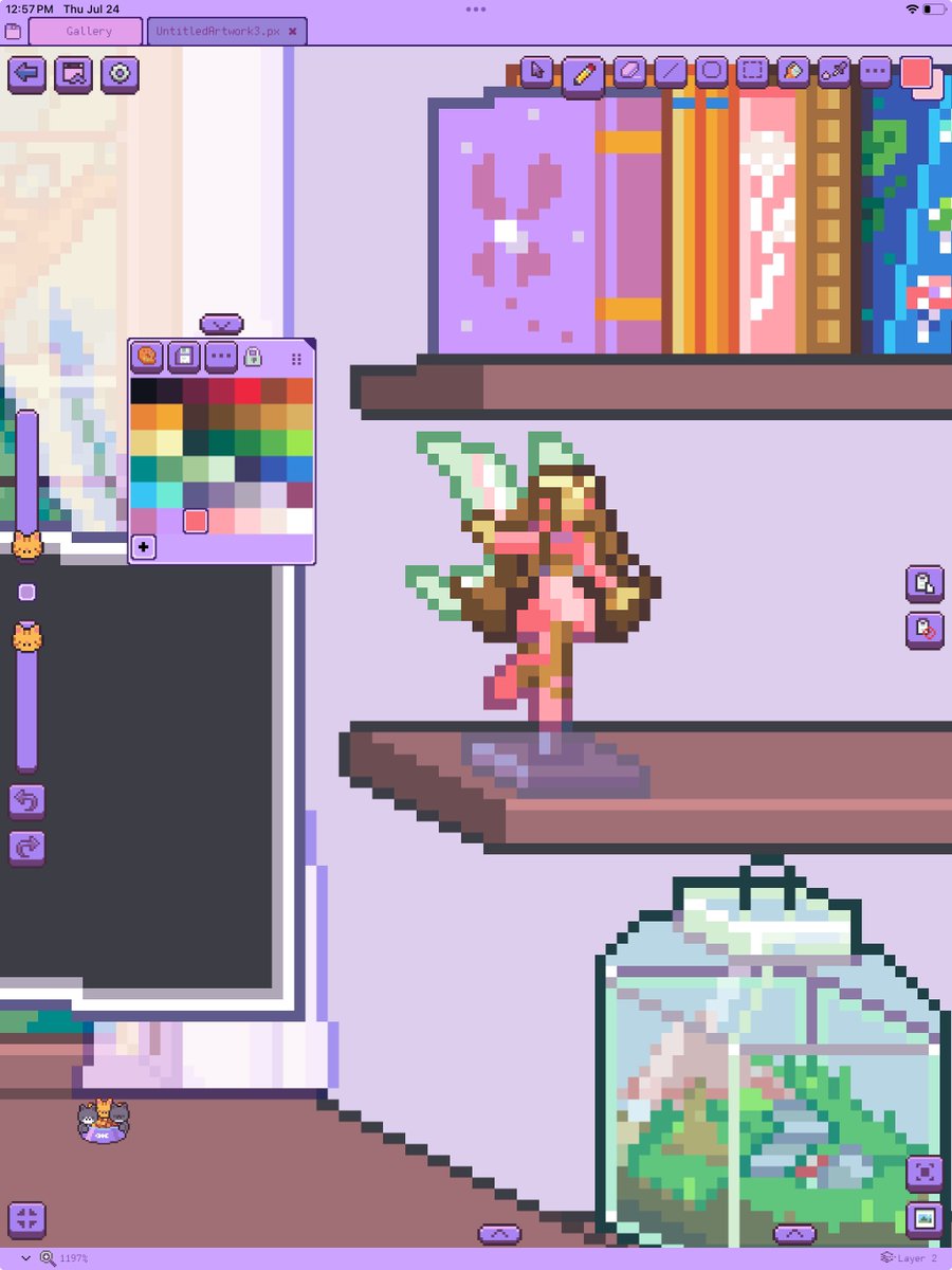 nanipixart's tweet image. The pixel fairy desk is coming together nicely π§ββοΈβ¨