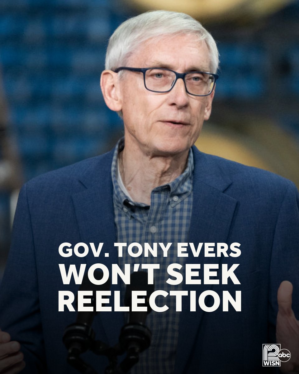 Democratic Gov. Tony Evers announced Thursday that he will not seek a third term as governor, ending weeks of speculation about his political future. Read more here tinyurl.com/y2rpjsax
