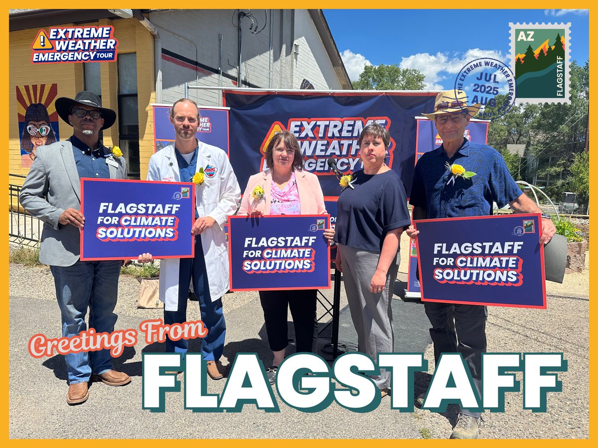 actonclimateUS's tweet image. This week, we continued our Extreme Weather Emergency tour in Flagstaff to discuss the impacts of flooding, fires, and severe weather on Arizonians. As Mayor Daggett said, “Extreme weather is no longer an occasional challenge in Flagstaff. It’s becoming a constant pressure."