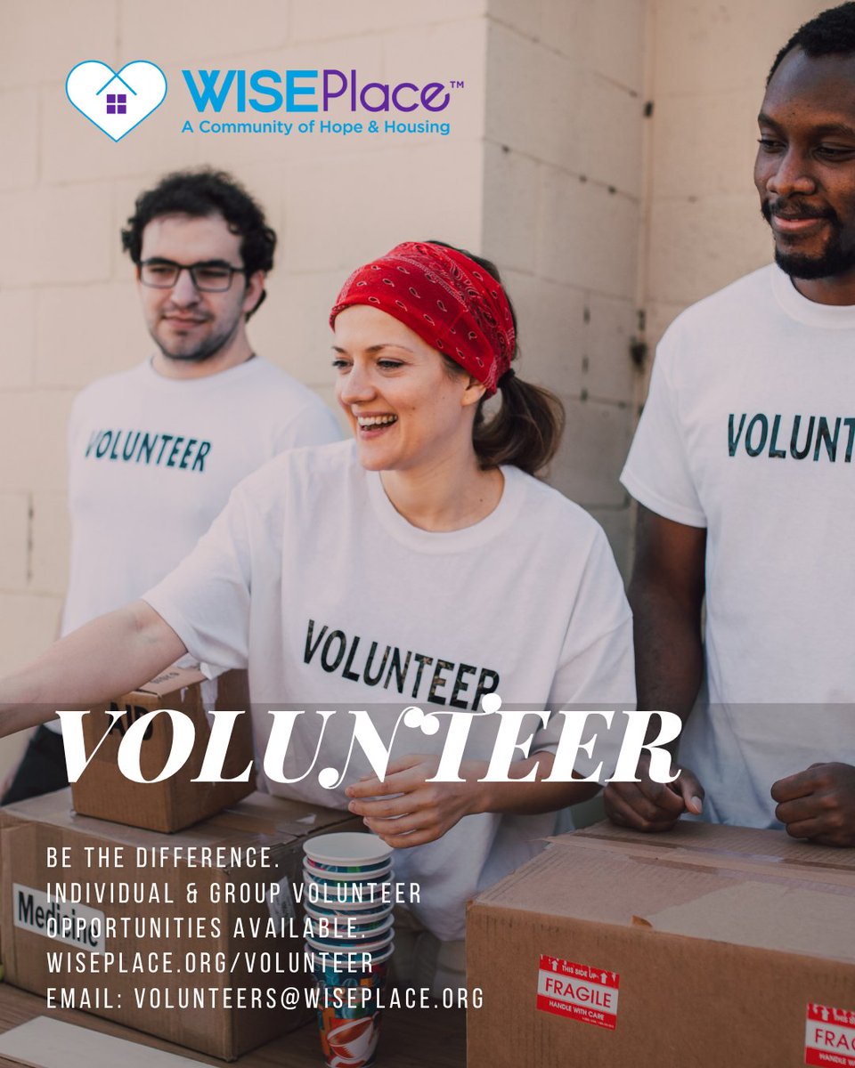 WISEPlace (@wiseplace) on Twitter photo 💜 Got a few hours to spare each month? Put your time toward something powerful—become a #WISEPlace #volunteer. Email us at volunteers@wiseplace.org and we’ll help you find the perfect way to plug in. 💜 Got a few hours to spare each month? Put your time toward something powerful—become a #WISEPlace #volunteer. Email us at volunteers@wiseplace.org and we’ll help you find the perfect way to plug in.