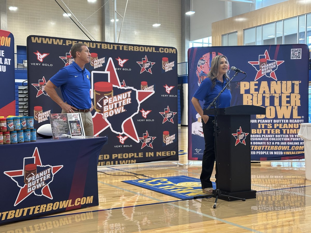 AHISD's tweet image. When we feed people in need, we all win! It&apos;s time to team up for the annual Peanut Butter Bowl! We were honored to host the kick off &amp;amp; welcome players and coaches united to fight hunger. Last year, our Mules donated over 9,000 jars of peanut butter. Let&apos;s do it again! #MulesUp