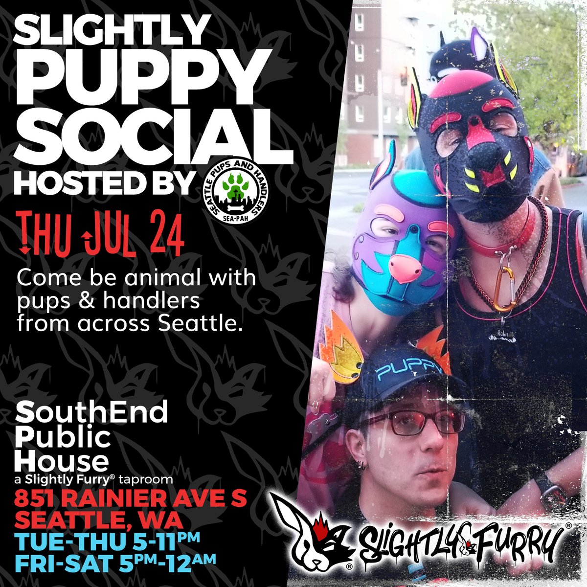 slightlyfurry's tweet image. The pup and furry communities have several things in common, and supporting each other makes us all stronger & safer. Come find out what all that tail wagging is about, or meet up with your pup & handler buds!
#SouthEndPublicHouse #SlightlyPuppySocial #cider #Seattle
