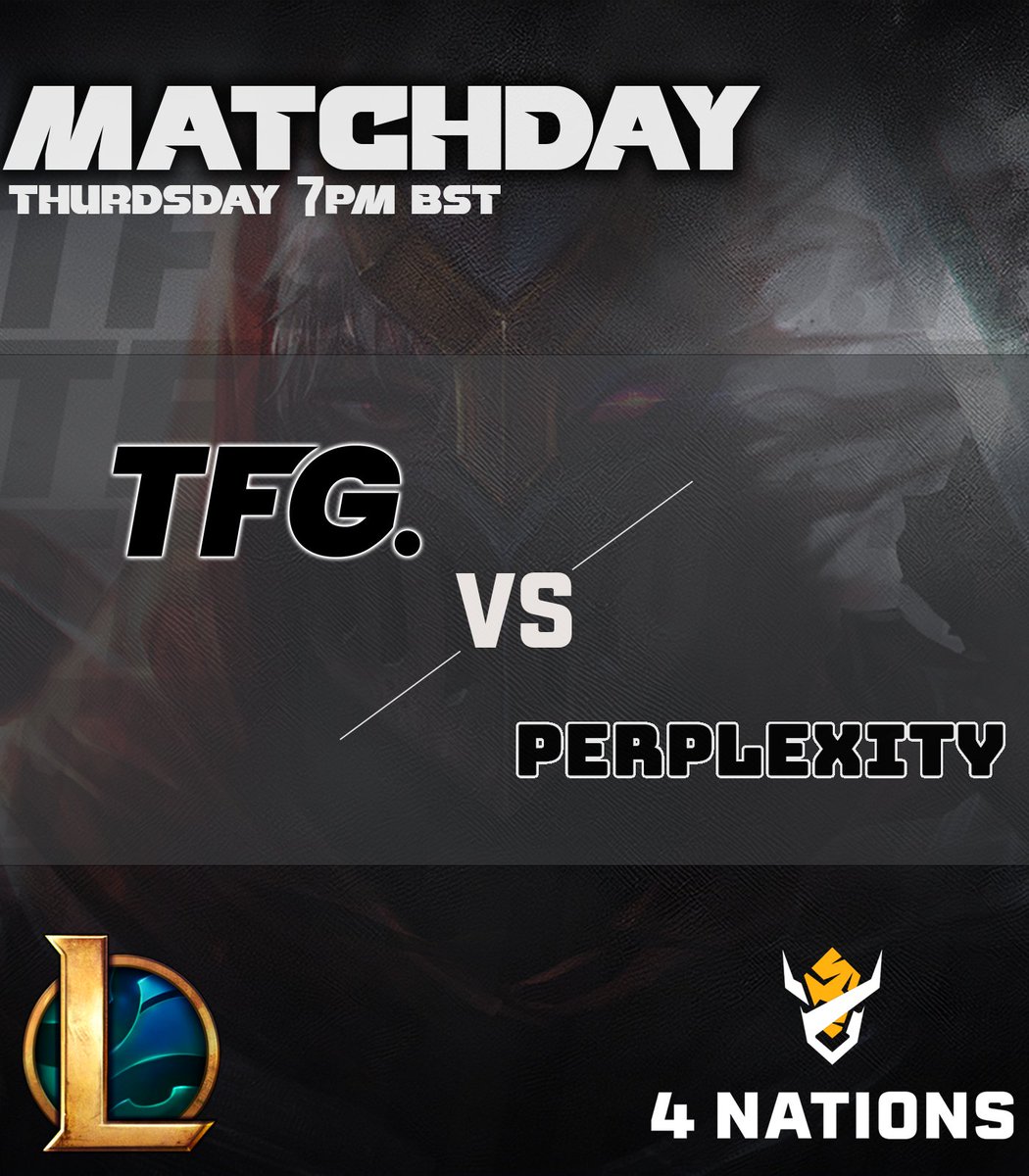 ThoseFriendlyGuys (@team_tfg) on Twitter photo Week 1 - Game 2
Tonight we take on Perplexity at 7pm BST
POV Steams
Wurstmann
twitch.tv/derbayrischewu…
Pingun
twitch.tv/p1ngun
<a href="/TheUKEL/">4 Nations | The UK & Ireland's National League</a>
<a href="/LeagueOfLegends/">League of Legends</a> Week 1 - Game 2
Tonight we take on Perplexity at 7pm BST
POV Steams
Wurstmann
twitch.tv/derbayrischewu…
Pingun
twitch.tv/p1ngun
<a href="/TheUKEL/">4 Nations | The UK & Ireland's National League</a>
<a href="/LeagueOfLegends/">League of Legends</a>