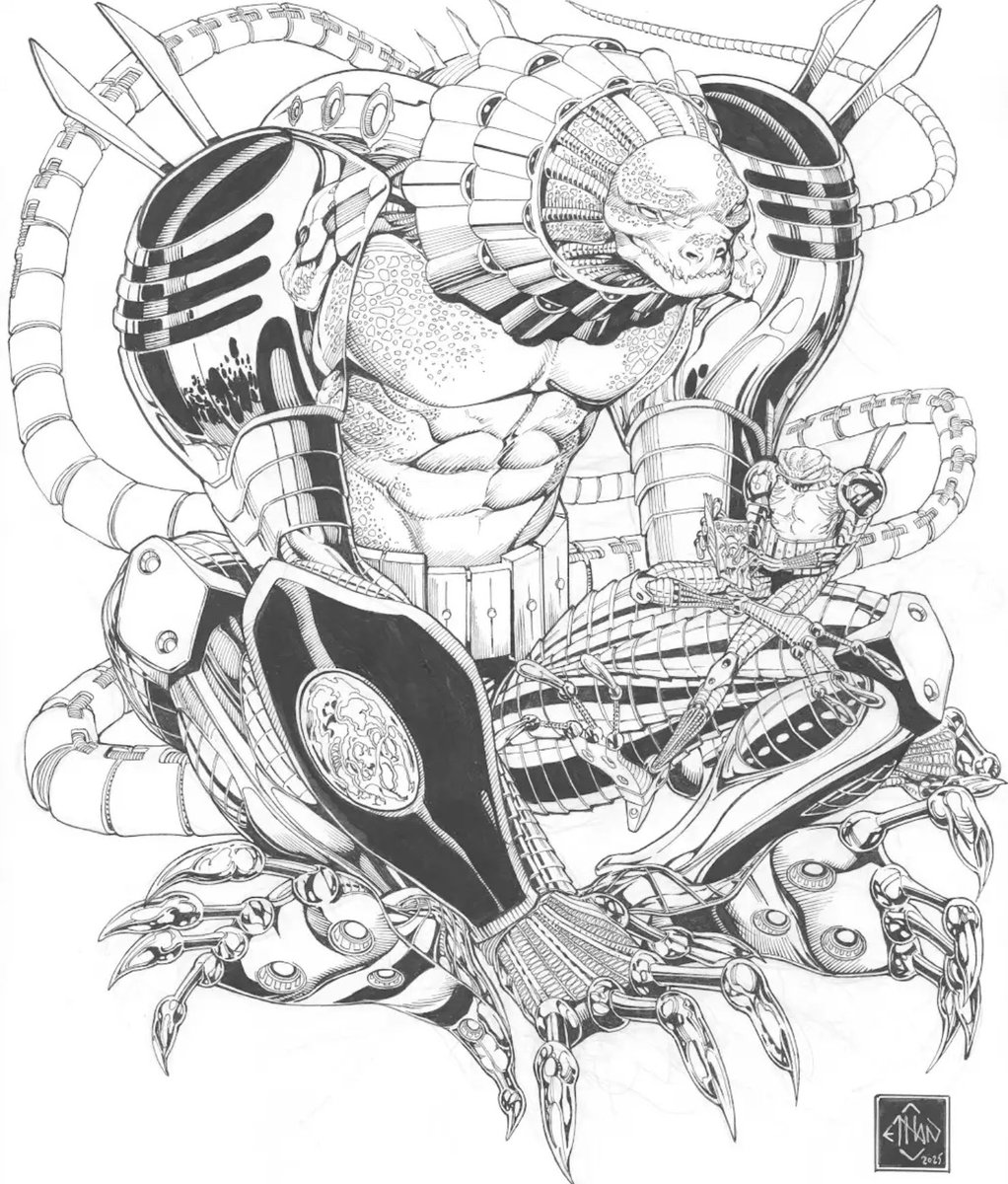 Here’s the drawing I did for Monday’s ComicsGate Kings show! #cyberfrog #salamandroid.