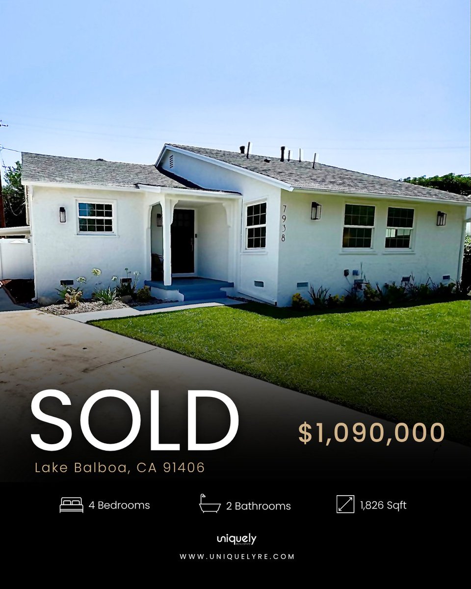 Uniquely_RE's tweet photo. SOLD in📍Lake Balboa! 
Congrats to our wonderful buyers on their new home! It was a pleasure working with you!☺️🙏

Thinking about buying/selling a home? Reach out for a free consultation 📩

Shelhee &amp; David
☎️ 424-363-9169
📩 info@uniquelyre.com

Lic# 01721758 | Lic# 01000321 https://t.co/axh6sleJAZ