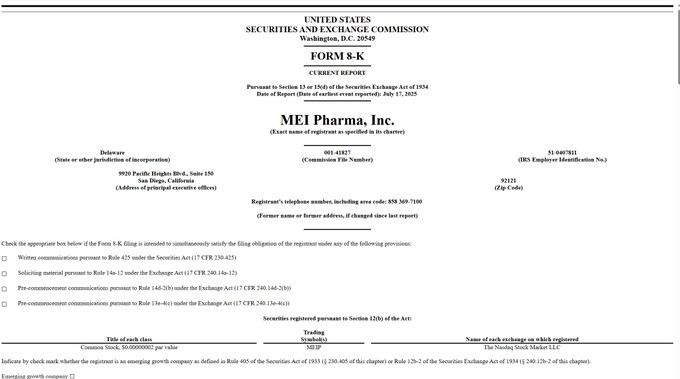 LTCFoundation's tweet image. Mei Pharma (NASDAQ:MEIP) is doubling their Litecoin strategic treasury! Raising another $100 million through equity in addition to the original $100 million investment already announced last week. $LTC ⚡️ sec.gov/Archives/edgar…
