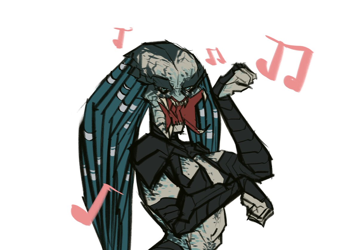 I was joking with some friends about doing an Hatsune Miku Yautja so...here we are, Yautjune Miku +bonus pic #predator #yautja #HatsuneMiku