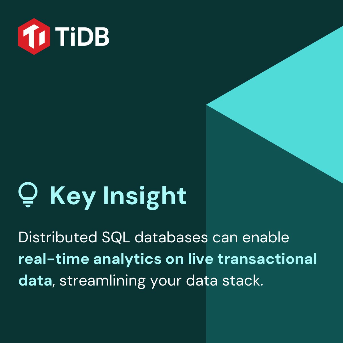 💭 Ever thought about running analytics on live transactional data? No lag, no copying, just instant insight.

Distributed SQL makes it possible, and it might just change how you think about your data stack. 💡

#TiDB #DistributedSQL #SQL #Data