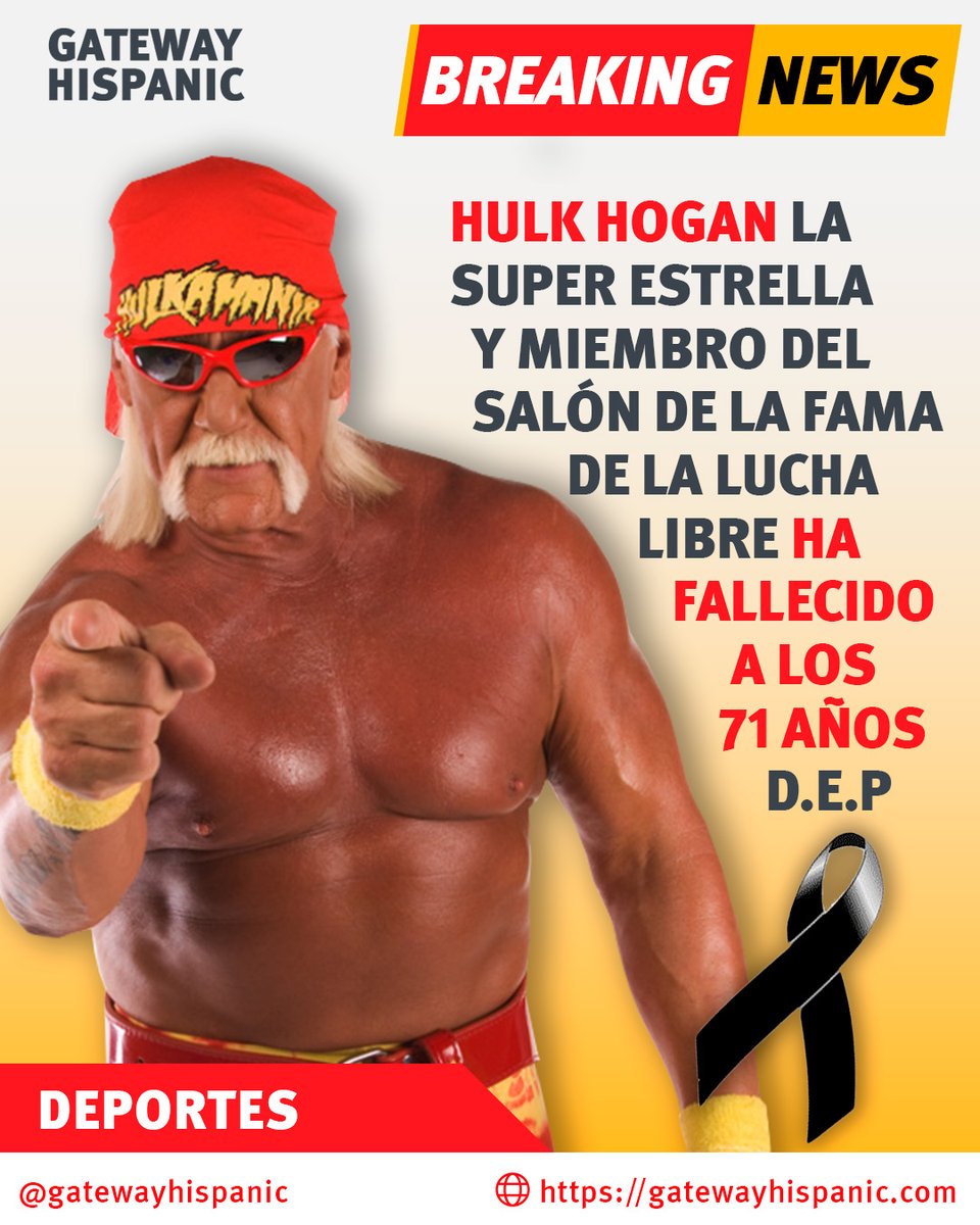 🕊️💔 #HulkHogan, wrestling legend, has passed away

The iconic wrestler Hulk Hogan has died, leaving behind an unforgettable legacy in the world of sports and entertainment. With his charisma, strength, and unmistakable style, he inspired generations of fans in WWE and beyond.