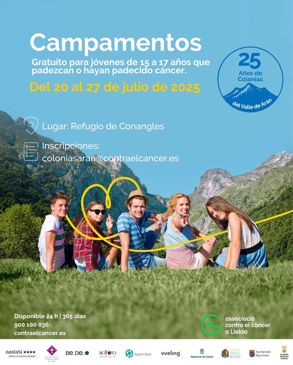 Asociación Española Contra el Cáncer ALMERÍA (@contracanceral) on Twitter photo Cada año se diagnostican más de 1.500 casos de cáncer en jóvenes con menos de 19 años.
Durante nuestras colonias de verano, acompañamos a jóvenes pacientes oncológicos con actividades, excursiones y mucho cariño. ❤️
<a href="/MagdalenCantero/">Magdalena Cantero</a> Cada año se diagnostican más de 1.500 casos de cáncer en jóvenes con menos de 19 años.
Durante nuestras colonias de verano, acompañamos a jóvenes pacientes oncológicos con actividades, excursiones y mucho cariño. ❤️
<a href="/MagdalenCantero/">Magdalena Cantero</a>