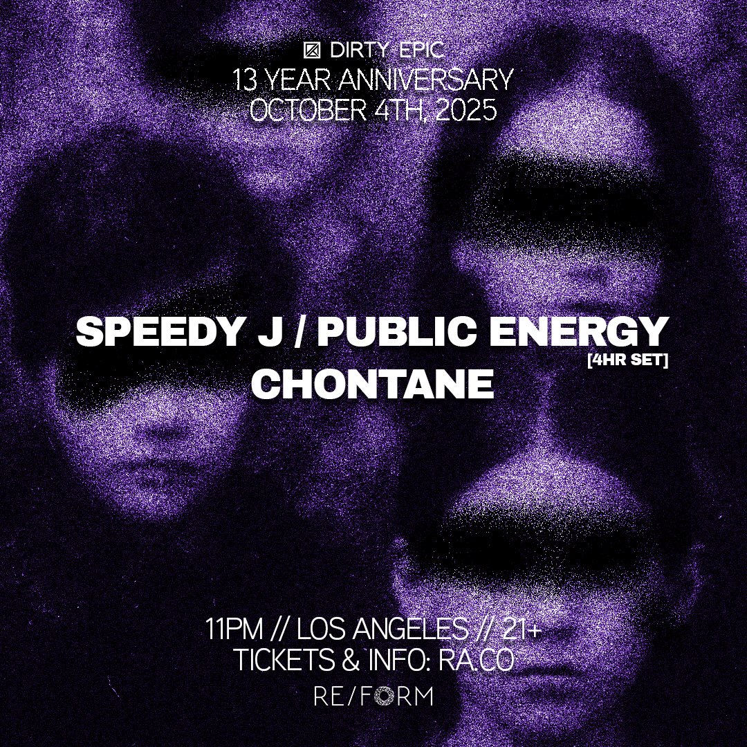 Speedy J (@jochempaap) on Twitter photo Just announced. I will be playing a 4HR set as Public Energy <a href="/DirtyEpicLA/">Dirty Epic LA</a> 13 Year Anniverary in LA!
Info & tickets:
ra.co/events/2219690 Just announced. I will be playing a 4HR set as Public Energy <a href="/DirtyEpicLA/">Dirty Epic LA</a> 13 Year Anniverary in LA!
Info & tickets:
ra.co/events/2219690