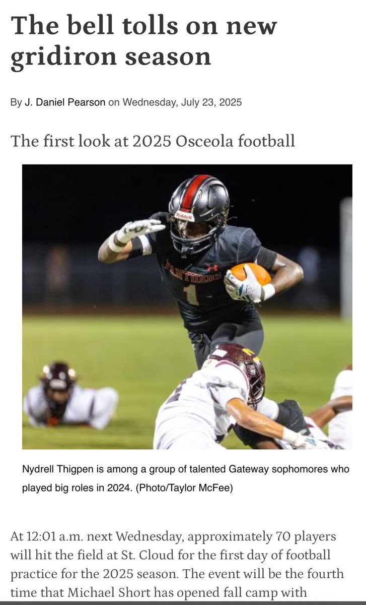 Gateway Panther Football (@ghspantherfb) on Twitter photo <a href="/NydrellThigpen_/">Nydrell thigpen</a> gracing the cover of the Osceola News Gazettes article previewing football teams around the county. #PantherBoyz 🐾 ❤️ <a href="/NydrellThigpen_/">Nydrell thigpen</a> gracing the cover of the Osceola News Gazettes article previewing football teams around the county. #PantherBoyz 🐾 ❤️