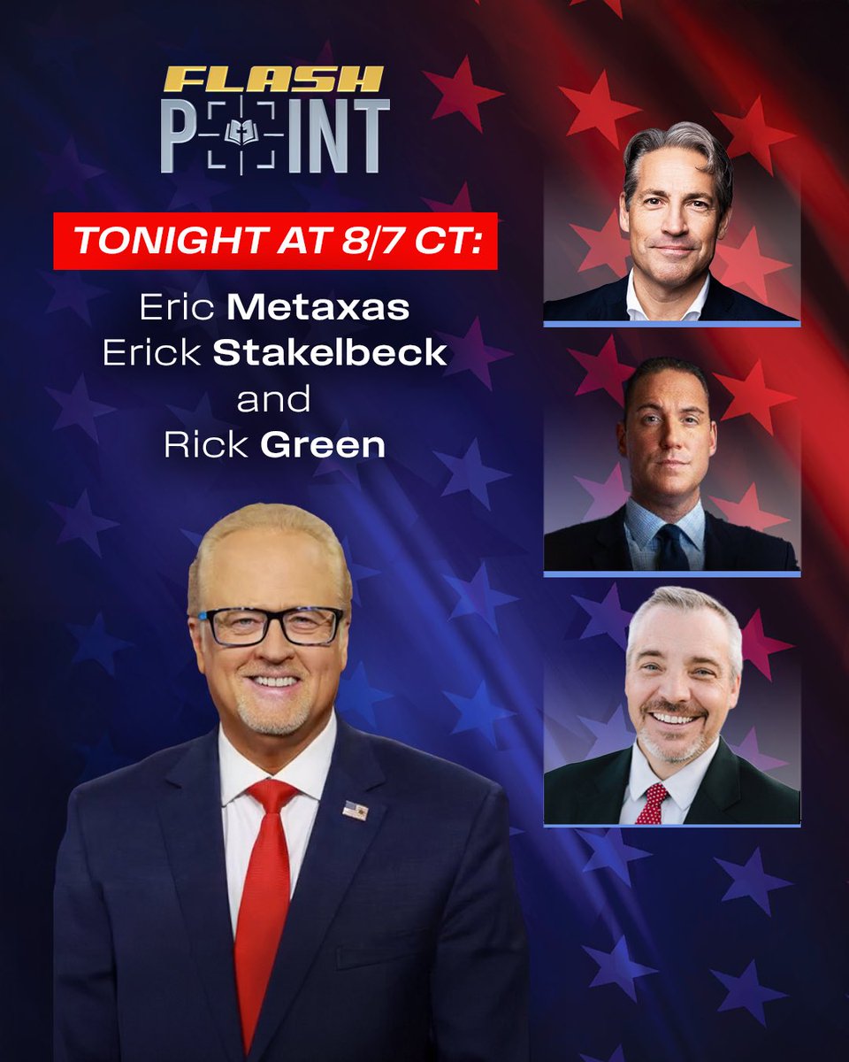 FlashPoint Army (@flashpointarmy) on Twitter photo A LOADED PROGRAM TONIGHT!
Join <a href="/genebailey/">genebailey</a> & his guests tonight:
<a href="/ericmetaxas/">Eric Metaxas</a>, <a href="/ErickStakelbeck/">Erick Stakelbeck</a> and <a href="/RickGreenTX/">Rick Green</a>!
Watch LIVE on the Flashpoint <a href="/YouTube/">YouTube</a>, Rumble, <a href="/facebook/">Facebook</a> pages & on <a href="/TheRokuChannel/">Roku Channel</a> on Integrity Television at 8pm ET/7pm CT!
For ALL things Flashpoint, visit A LOADED PROGRAM TONIGHT!
Join <a href="/genebailey/">genebailey</a> & his guests tonight:
<a href="/ericmetaxas/">Eric Metaxas</a>, <a href="/ErickStakelbeck/">Erick Stakelbeck</a> and <a href="/RickGreenTX/">Rick Green</a>!
Watch LIVE on the Flashpoint <a href="/YouTube/">YouTube</a>, Rumble, <a href="/facebook/">Facebook</a> pages & on <a href="/TheRokuChannel/">Roku Channel</a> on Integrity Television at 8pm ET/7pm CT!
For ALL things Flashpoint, visit