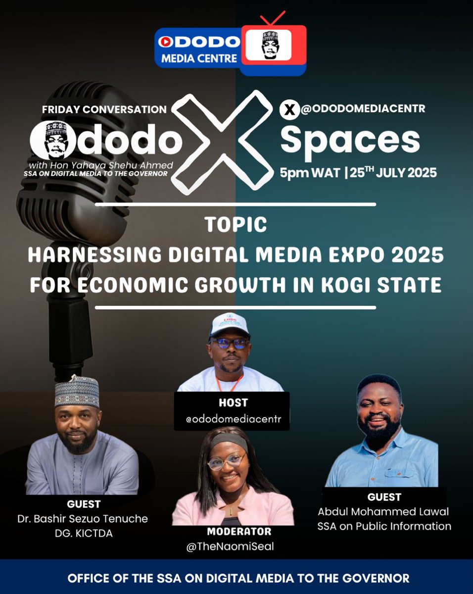 ododomediacentr's tweet image. Meet our guests on Ododo X Spaces Friday Conversations, Dr Bashir Tenuche &amp;amp; Hon. Abdul M. Lawal

Get ready for a thought-provoking conversation.

#OdodoXSpaces #OdodoIsWorking #MeetOurGuest