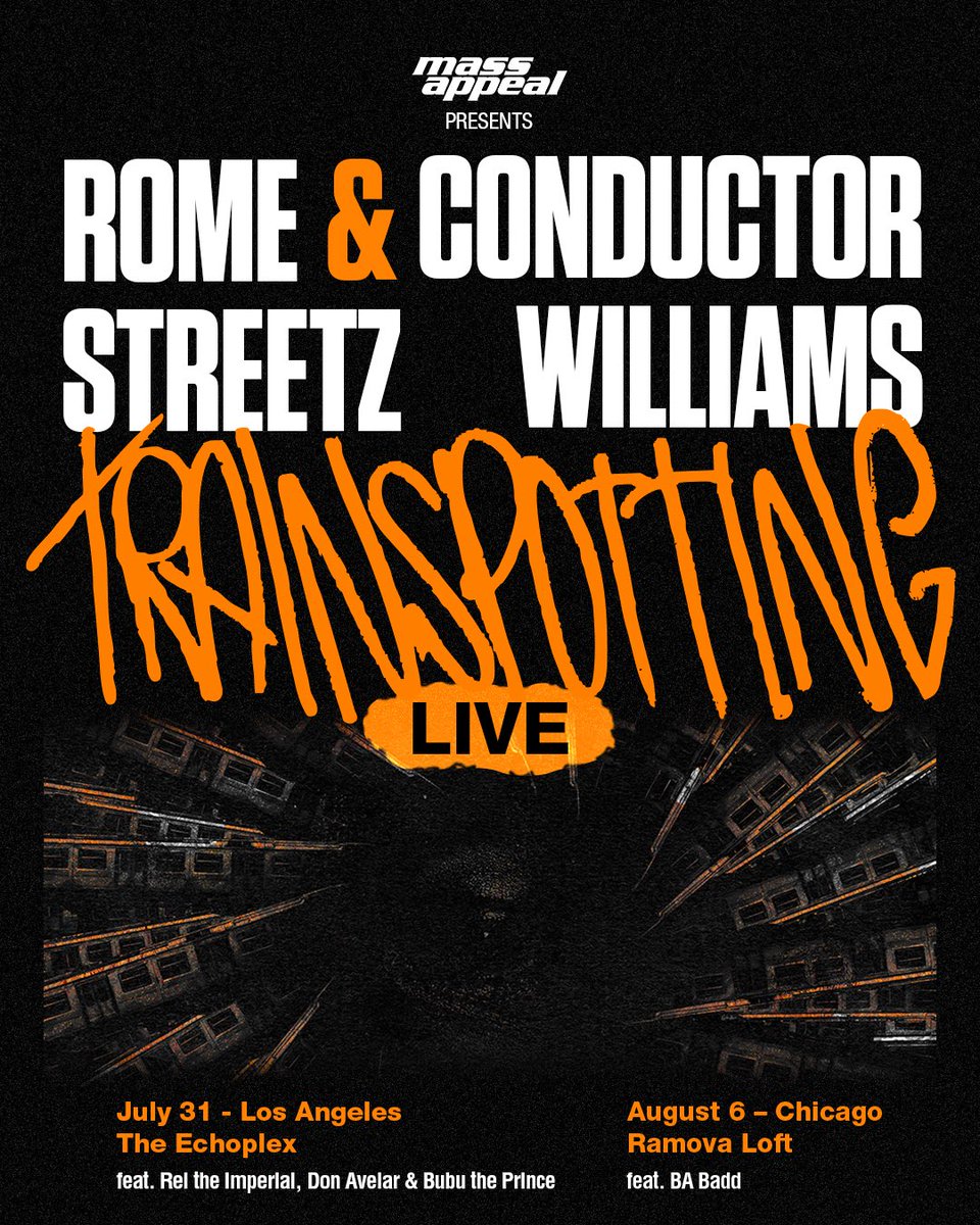 BaBadd_EbE's tweet image. Not only am I touching down with @Romestreetz & @Conductorwilliams on the Trainspotting Tour in LA (7/31) & Chicago (8/6)…
I’m also performing live at @BrooklynArtFest on Saturday, August 16th!