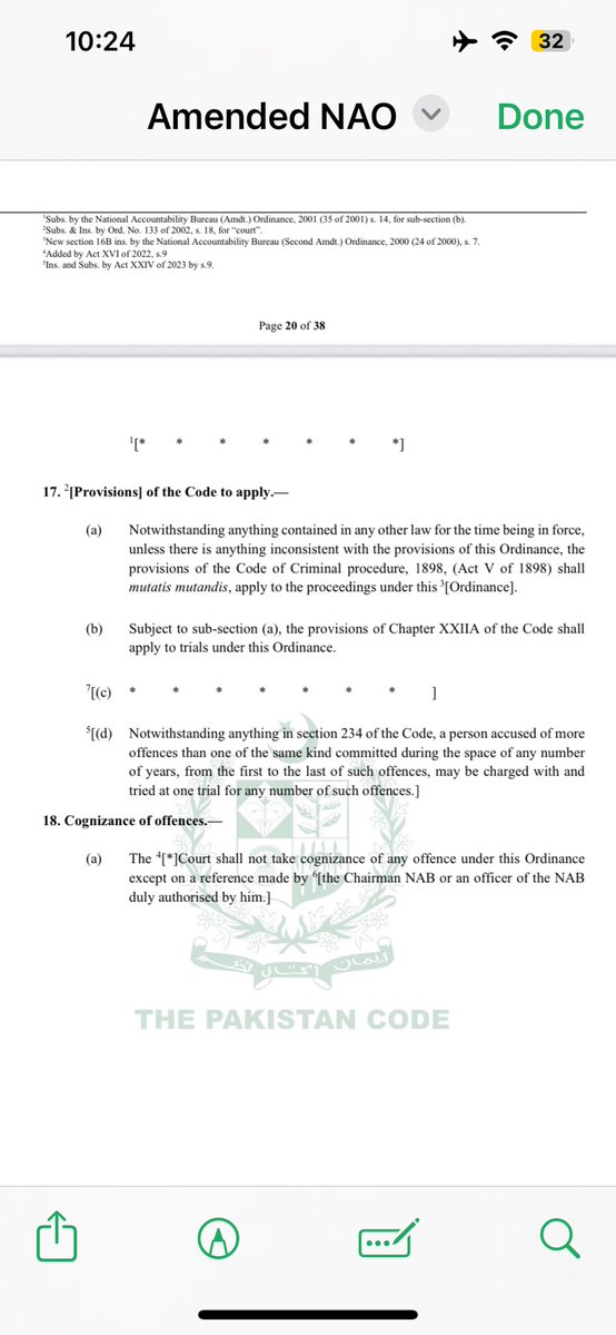 MusaddiqAbbasi8's tweet image. Mockery and Tyranny .. Tosha Khana 1 and 2 .. Section 17(d) of NAB Law and CrPC clearly states that any number of offences of similar nature committed by accused person be tried once irrespective of time span ..Most Unfortunate In fact .. Law should be laughed last by a Nation