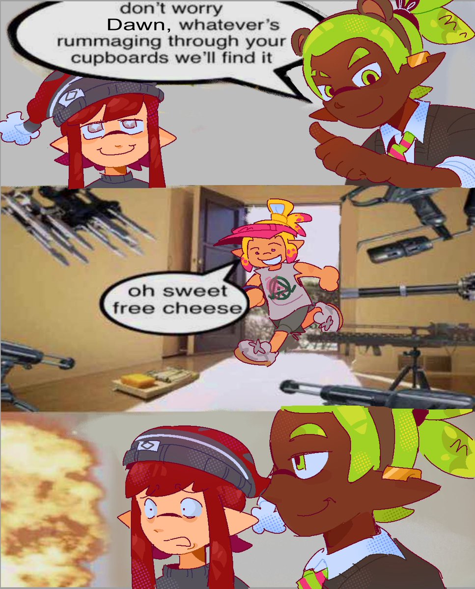 fizzyshrimps's tweet image. three blokes that do. Um well 

[ attack on @Emprider and @redDawnyy ]

#artfight #splatoon
