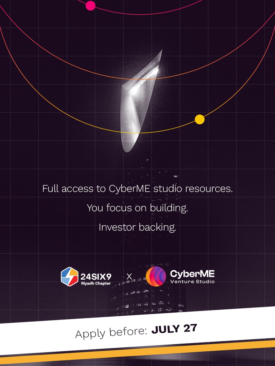 فرصتك لعرض فكرتك أمام خبراء CyberME بالتعاون مع 24six9 لتحصل على:

✅ ملاحظات لتحسين الطرح
✅ دعم من مختصين ببناء الشركات
✅ إرشاد حول النموذج والمنتج والبنية التقنية

 قدم قبل 27 يوليو، 5م:
lnkd.in/dsw7VmQS
 كضيف: 
lu.ma/xwb1odab

#سايبرمي #24six9