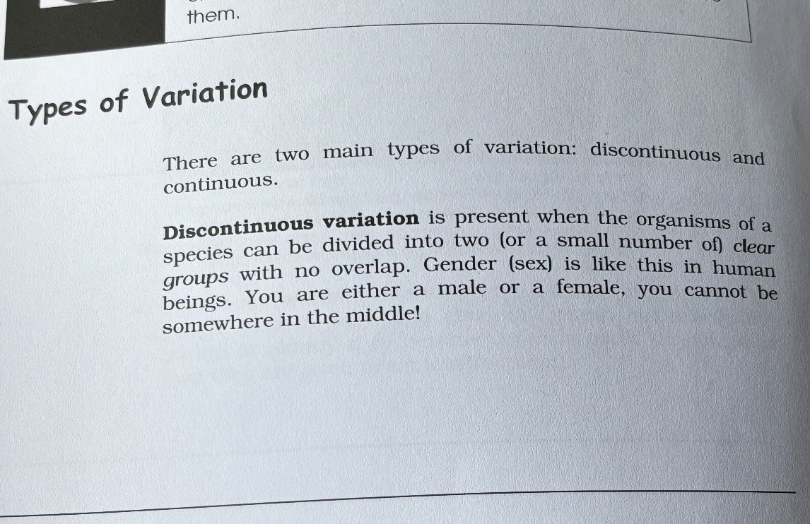 SarahVaci's tweet image. A glimmer of sense in my son’s Year 9 science book.
(DSDs are sex specific before y’all point that out!)