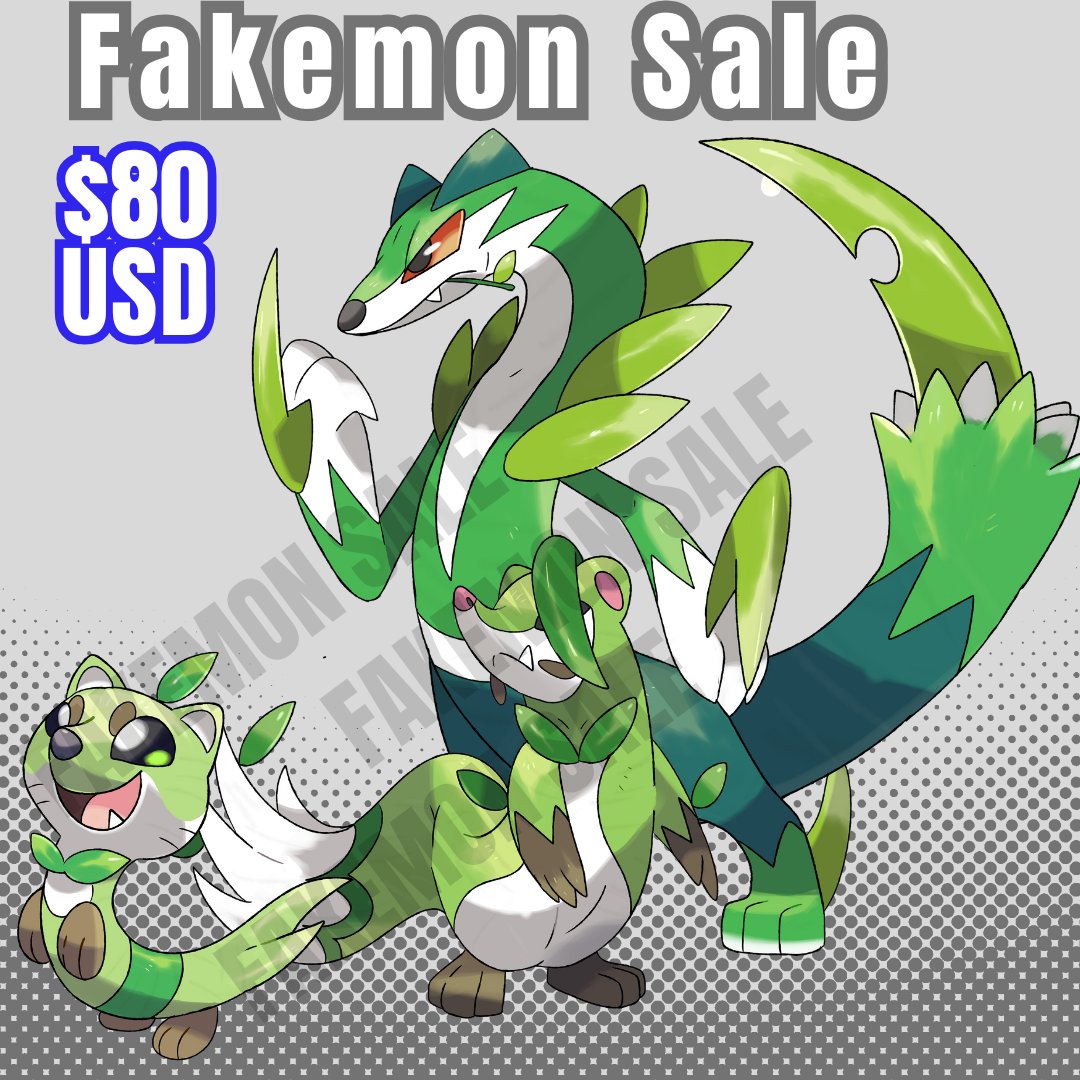 mathneves012's tweet image. I&apos;m putting these Pokémon up for sale. If you&apos;re interested, DM me or leave a comment! They all come with shiny forms! Payments are made via PayPal! I&apos;m giving a discount if you take the trio of Starters!

#Pokemon #pokemonart #pokemonfanart #fakemon #fakemonsale #sugimoristyle