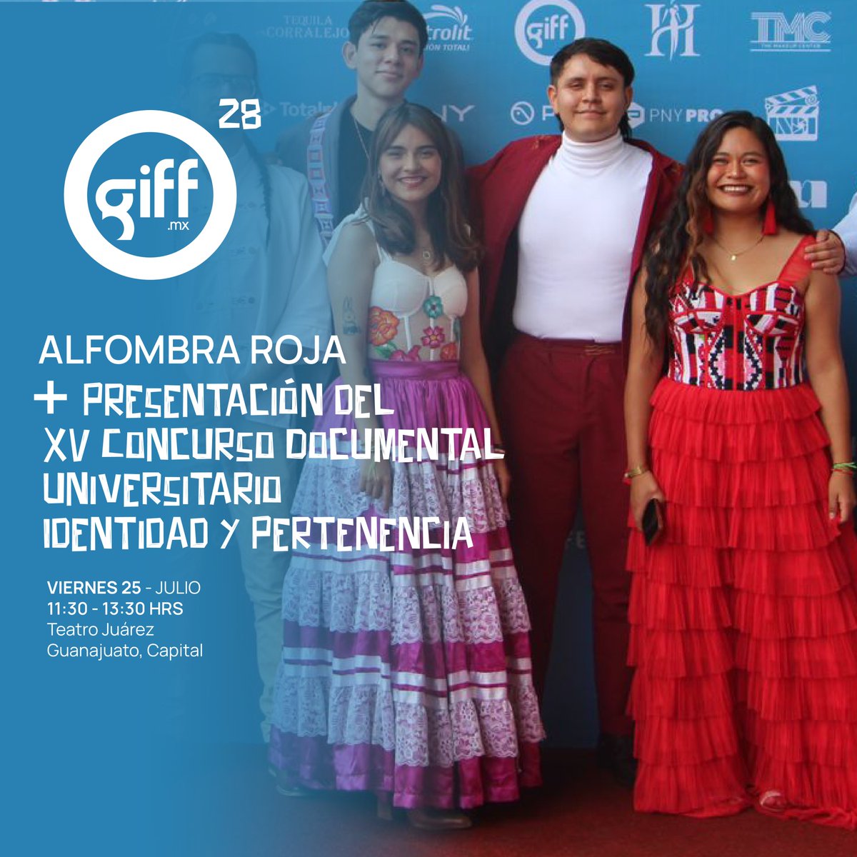 giffmx's tweet image. 🎬 ¡Comienza #GIFF2025!
Inauguramos con la Alfombra Roja y la presentación de los documentales finalistas del XV Concurso Universitario Identidad y Pertenencia.
Historias reales, contadas por jóvenes talentos que exploran el alma de Guanajuato.
📍 Teatro Juárez, Guanajuato…